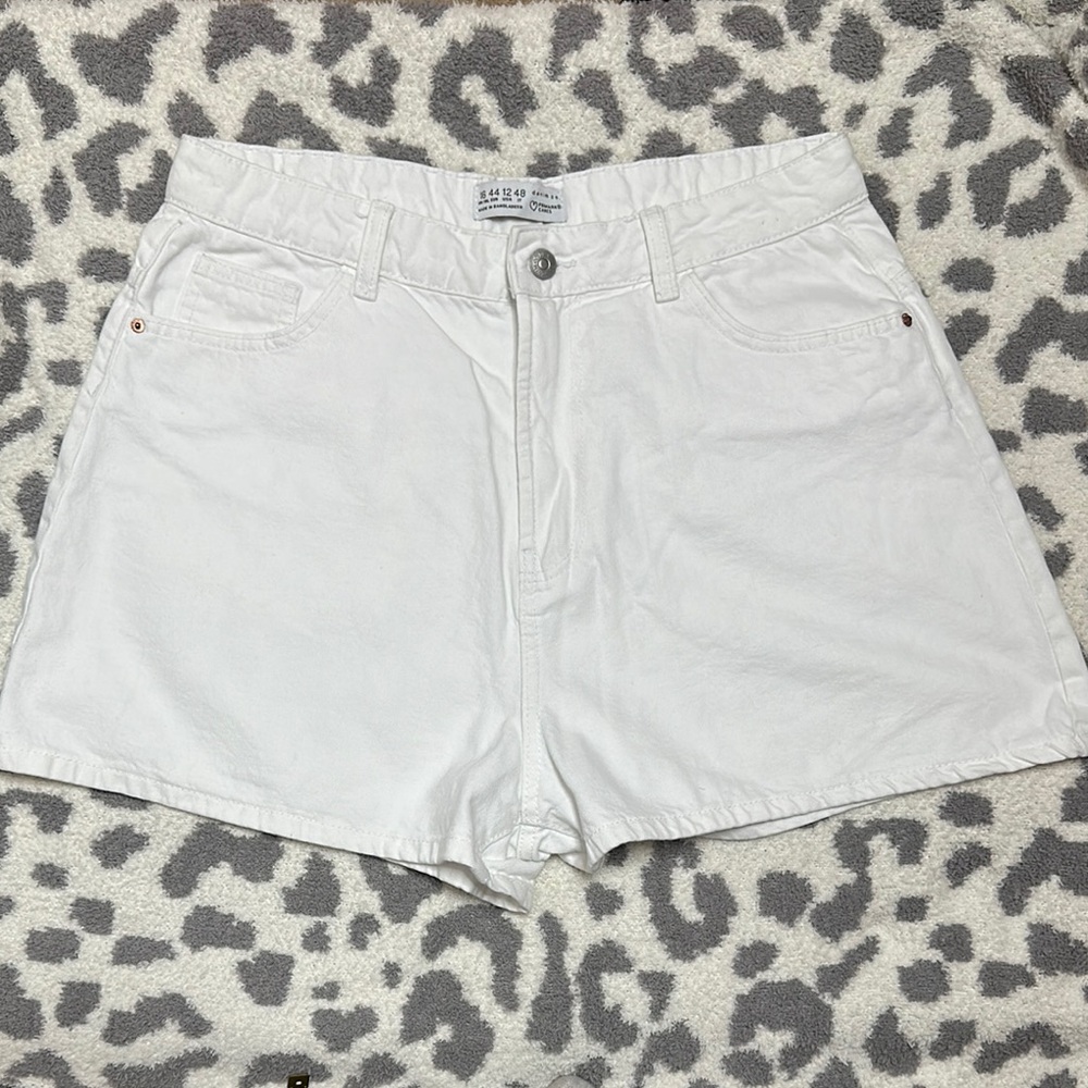 Primark White Jean Shorts High-Waisted 100% Cotton